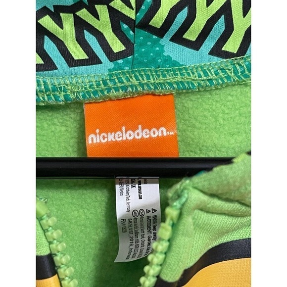 Nickelodeon Jacket Ninja Turtles Child L/XL Leonardo Hooded Green - Picture 5 of 10
